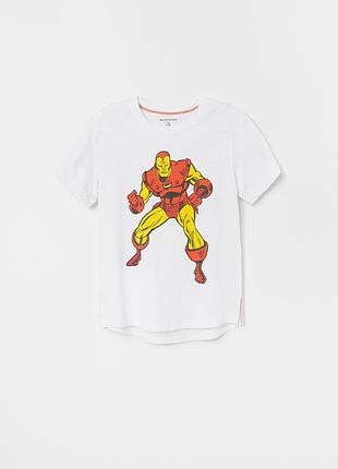 13-14 лет 158-164 см новая хлопковая футболка с принтом iron man marvel reserved