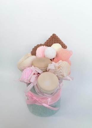 Мыльный букет сладостей мыло ручной работы необычный подарок уходовое мыло7 фото