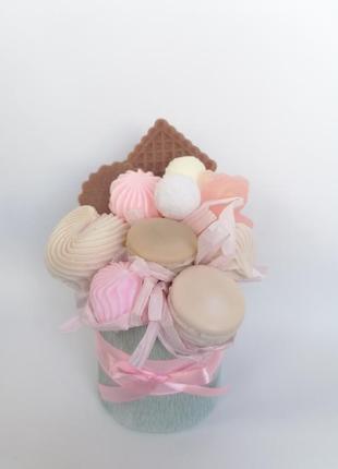 Мыльный букет сладостей мыло ручной работы необычный подарок уходовое мыло1 фото