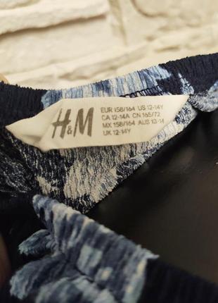 Топ кроп-топ синий укороченая блуза принт цветы h&m кармен6 фото