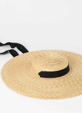 Соломенная широкополая  шляпа "скарлет"1 фото