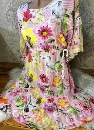 Воздушное платье в цветы , весеннее , летнее , шифоновое3 фото