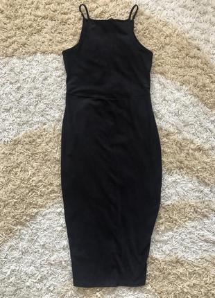 Стильне плаття міді, модное чёрное платье футляр миди, хс с.