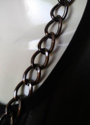 Массивная цепь бижутерия подвеска колье модная чернёная цепочка chanel ожерелье3 фото