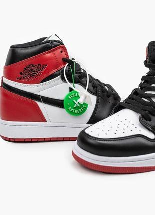 Чоловічі кросівки nike air jordan 1 retro black red white 40-41-42-43-443 фото