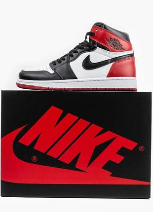 Чоловічі кросівки nike air jordan 1 retro black red white 40-41-42-43-444 фото