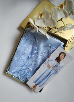 Нежный шелковый комплект с кружевом ночного белья на девушку в размере м. 46 jenny.