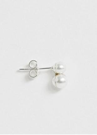 ❣️ 🐬 миниатюрные серьги гвоздики с жемчугом стерлинговое серебро kingsley ryan оригинал3 фото