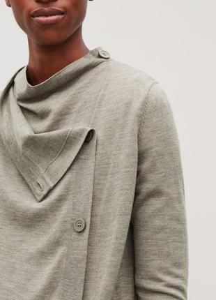 Cos rundholz вовняної кардиган светр 100% вовна сірий блейзер9 фото