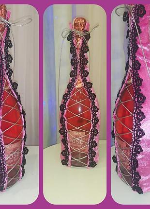 Оксамитовий чохол на пляшку,прикраса,сувенір,подарунок