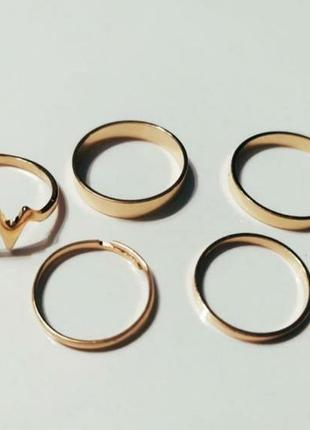 Набор колец 5 шт фаланговые кольца набор в золоте8 фото