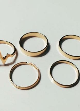 Набор колец 5 шт фаланговые кольца набор в золоте9 фото