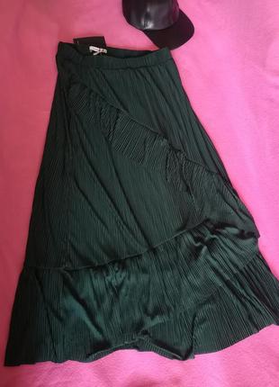 Плиссированная юбка макси зеленка воланыl/xxl бренд