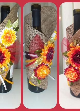 Украшение на бутылку,чехол,подарок,сувенир 8 марта