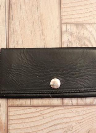 Чорний вінтажний шкіряний гаманець
