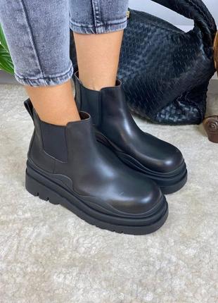 Ботинки женские кожаные в стиле bottega Cab veneta