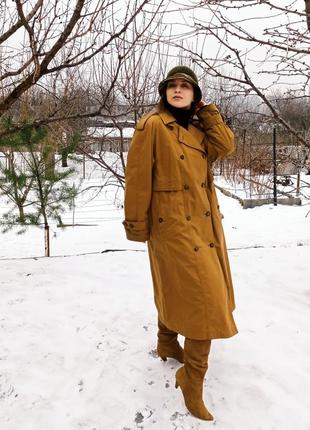 Винтажный тренч плащ цвет горчица