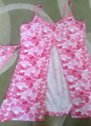 Котоновий комплект пеньюар і стрінги