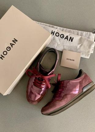 Кросівки hogan хоган шкіра+замша бордові