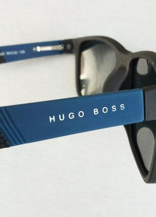 Hugo boss очки мужские солнцезащитные черные с синими вставками поляризированые7 фото