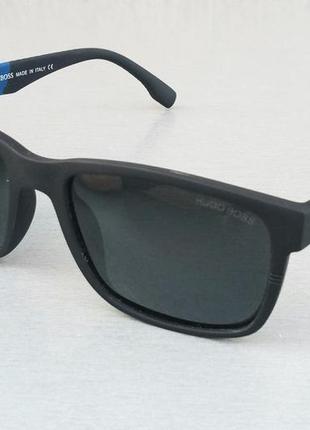Hugo boss очки мужские солнцезащитные черные с синими вставками поляризированые1 фото