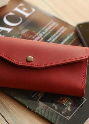 Красный женский кошелек из натуральной кожи. женское портмоне7 фото
