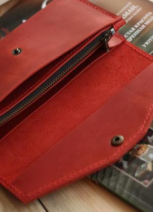 Красный женский кошелек из натуральной кожи. женское портмоне6 фото