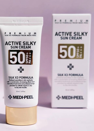 Солнцезащитный крем medi peel active silky sun cream spf50+ /pa+++, 50 мл1 фото