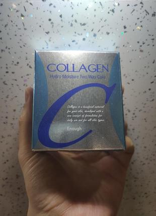 Пудра зі змінним блоком enough collagen hydro moisture two way caker № 21 spf 25++2 фото