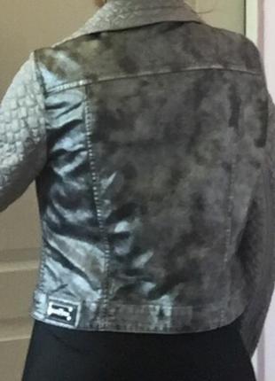 Куртка серебристая, жакет с потертостями, модный3 фото