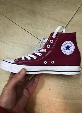 Унисекс высокие вишнёвые кеды converse all star high burgundy m9613c chuck taylor размеры спрашивайт