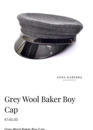 Grey wool baker boy cap2 фото