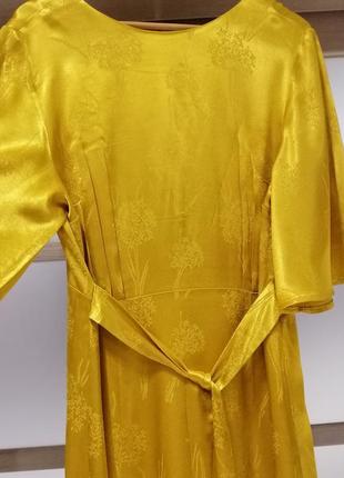 Золотое атласное платье жаккард8 фото