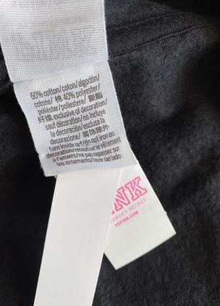 Чёрная толстовка худи victoria’s secret pink оригинал, флисовая кофта на молнии реглан6 фото