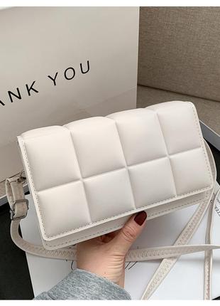Сумка сумочка компактна "шоколадка" в клітинку біла стильна модна нова5 фото