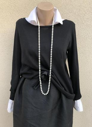 Чёрный комбинированный,шёлк хлопок,джемпер,кофта,свитер,блуза,maria carla.