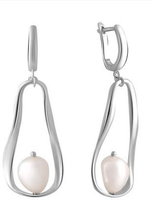 Срібні сережки з перлиною бароко3 фото