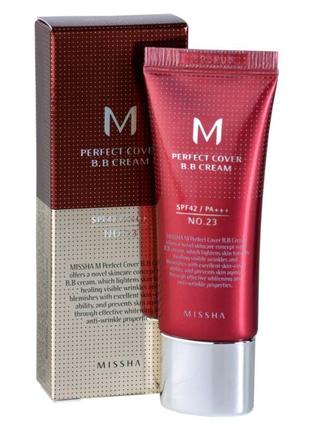 Bb крем №23 missha perfect cover bb cream spf42/pa++, 20 мл1 фото