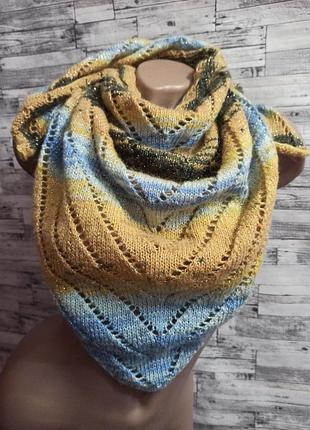 Бактус шаль с люрексом ручная работа hand made