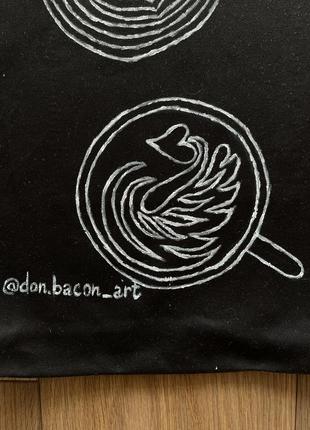 Еко сумка шоппер торба don.bacon чорна чашки кави латте-арт8 фото