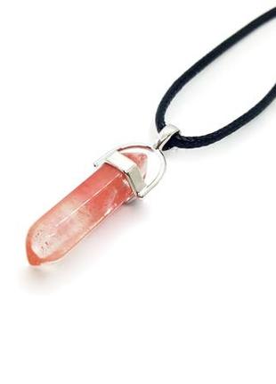 🌸✨ кулон "кристал" на шнурі натуральний камінь рожевий турмалін