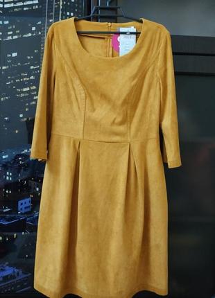 Замшевое платье медового оттенка новое spring fashion размер s-m1 фото