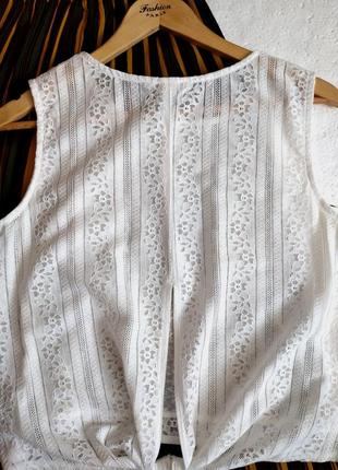 Біла мереживна блуза h&m з зав'язками, ажурна блуза, гіпюр7 фото