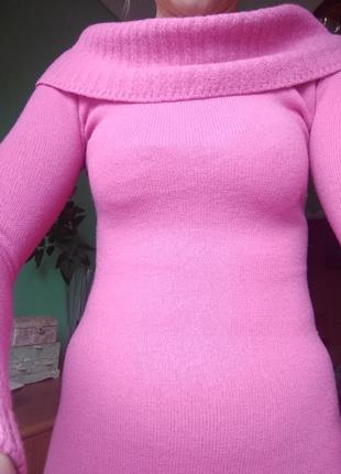 Платье розовое тёплое шерсть