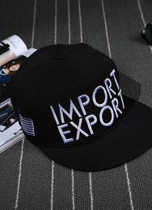 Кепка снепбек import export з прямим козирком, унісекс чорна