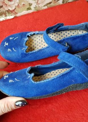 Туфли синие кошечки3 фото