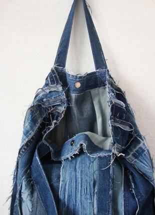 Джинсовая сумка вместительная текстильная пляжная плюс косметичка5 фото