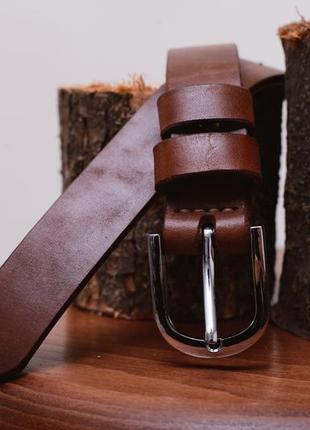 Ремень мужской гладкий кожаный коричневый ejen2 фото