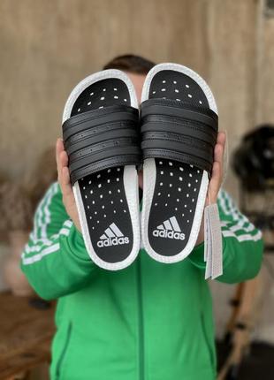 Adidas black white, шльопанці адідас чоловічі, сланці, шльопанці