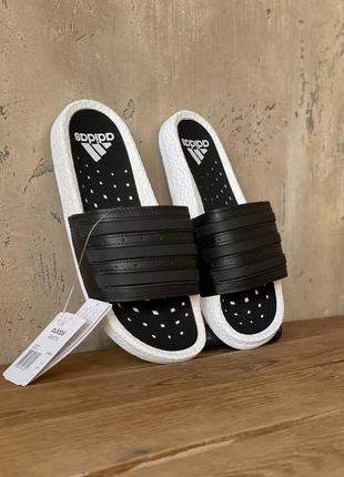 Adidas black white, шлепанцы адидас мужские, сланцы, шлепки4 фото